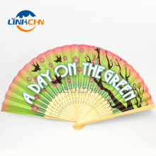 personalised flower printed bamboo hand fan with your logo